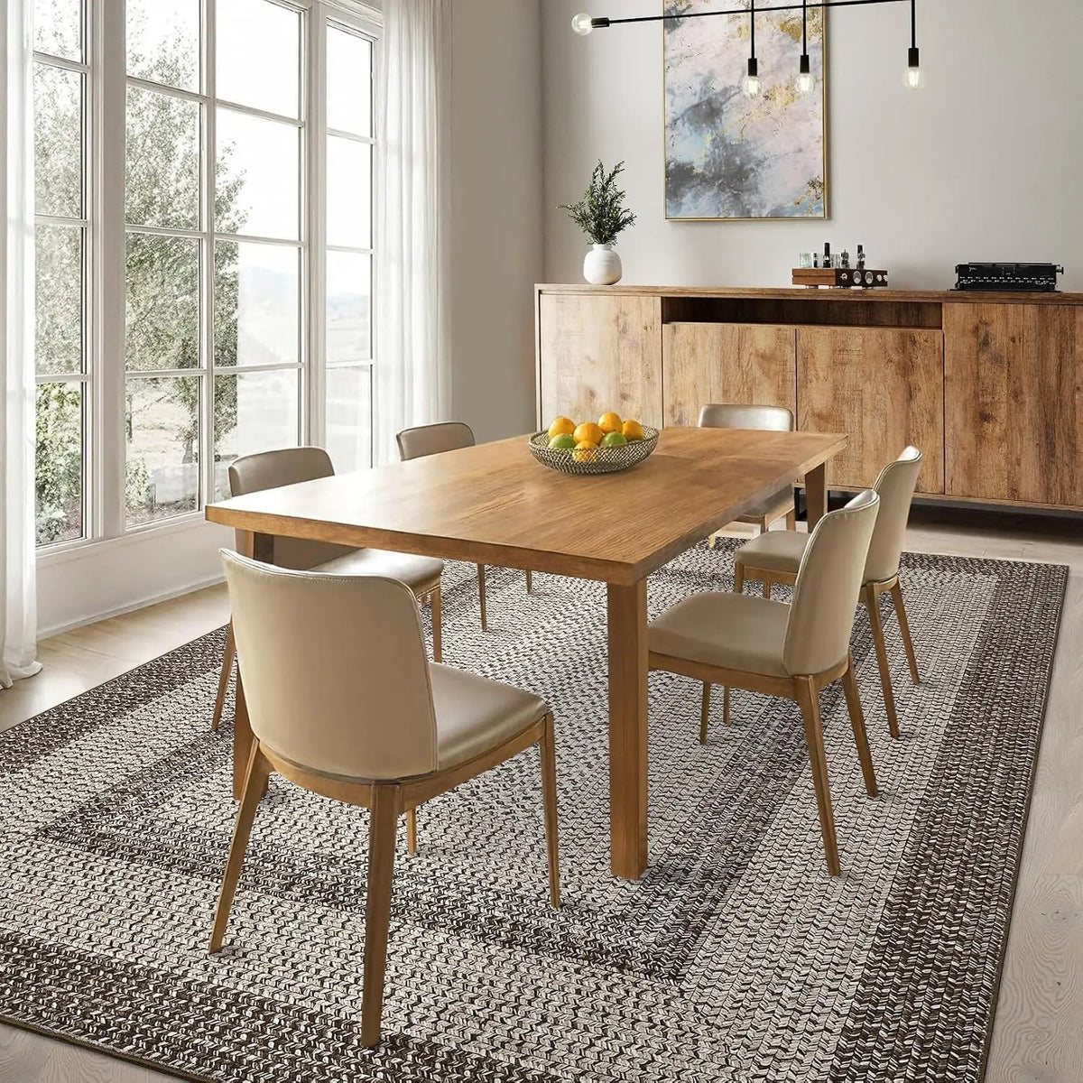 Garvee Boho Braided Area Rug Non Shedding Moroccan Home Decor