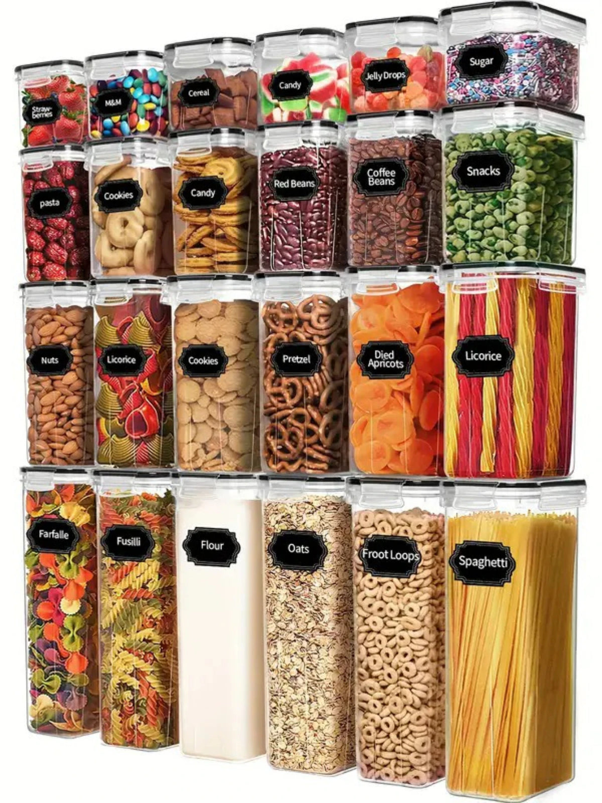 24 Pcs Airtight Food Storage Containers With Lids And Labels
