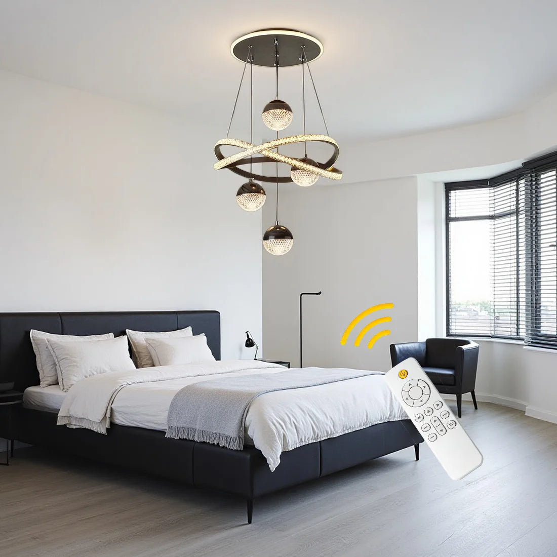 Four Sphere Led Pendant Light With Remote Control And Dimmable