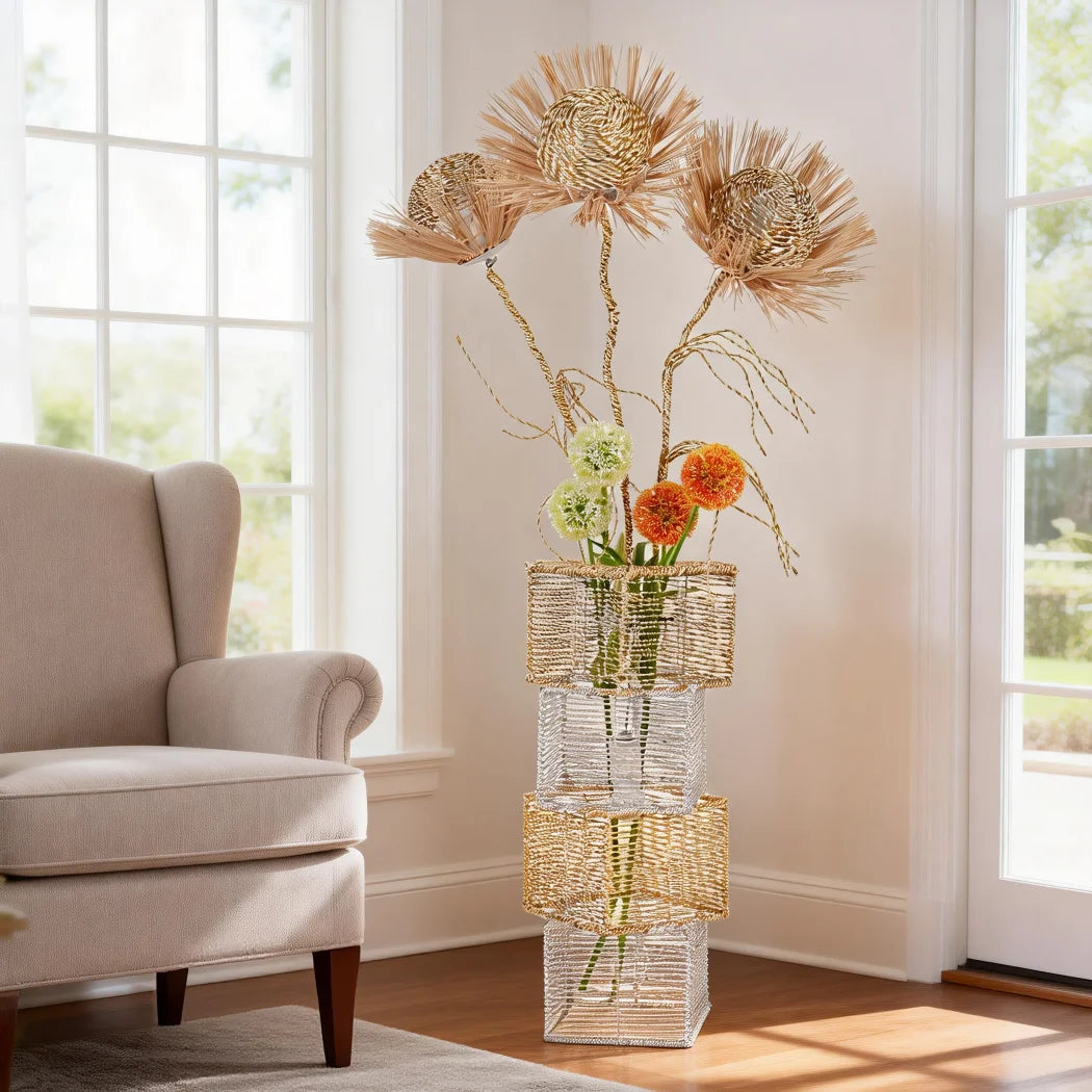 Modern Rattan Standing Floor Lamp With Dimmable Led Indoor Lighting