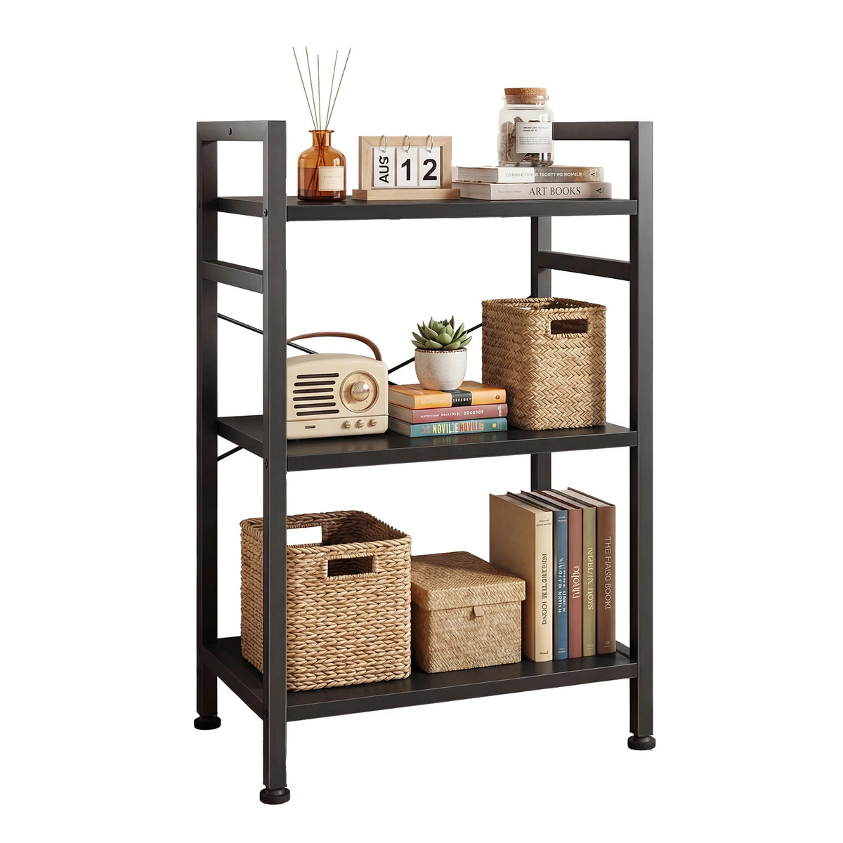MCQ Wooden Bookshelf With Graduated Shelves And Adjustable Feet