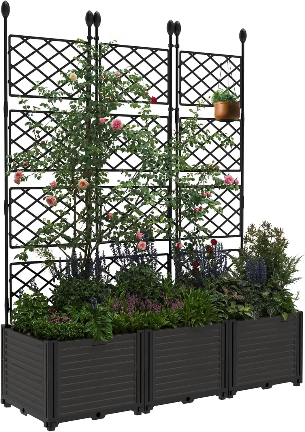 TWISTER CK Plastic Planter Box With Trellis And Drainage