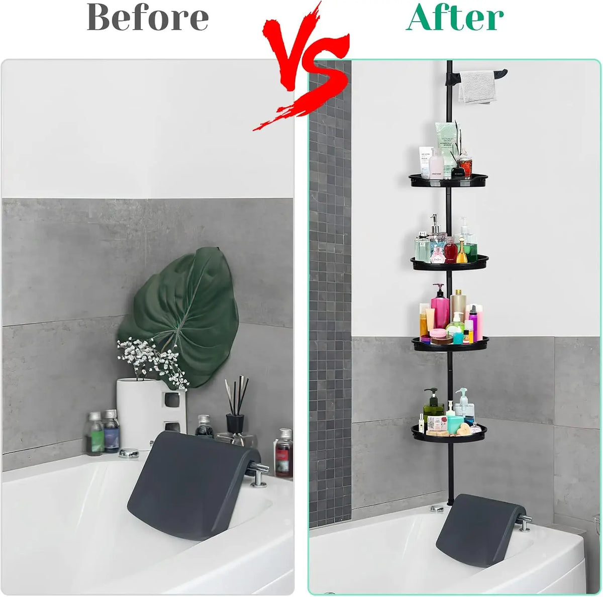 Four Tier Corner Shower Caddy With Tension Pole Rack