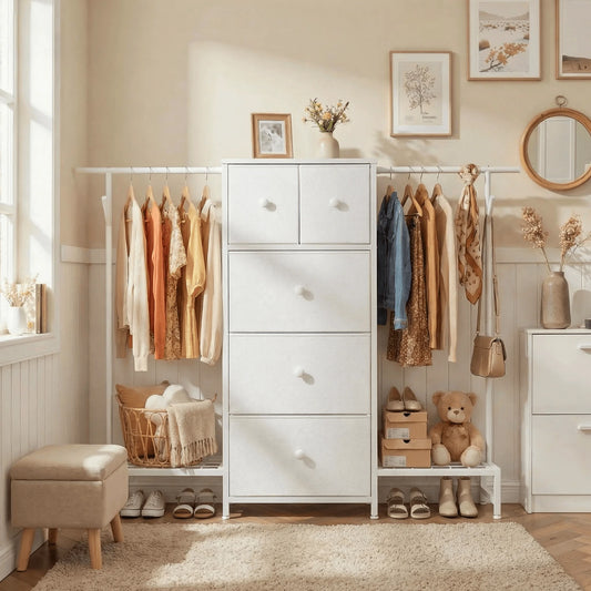 EnHomee Three In One Dresser Hanging Rack With Shoe Storage