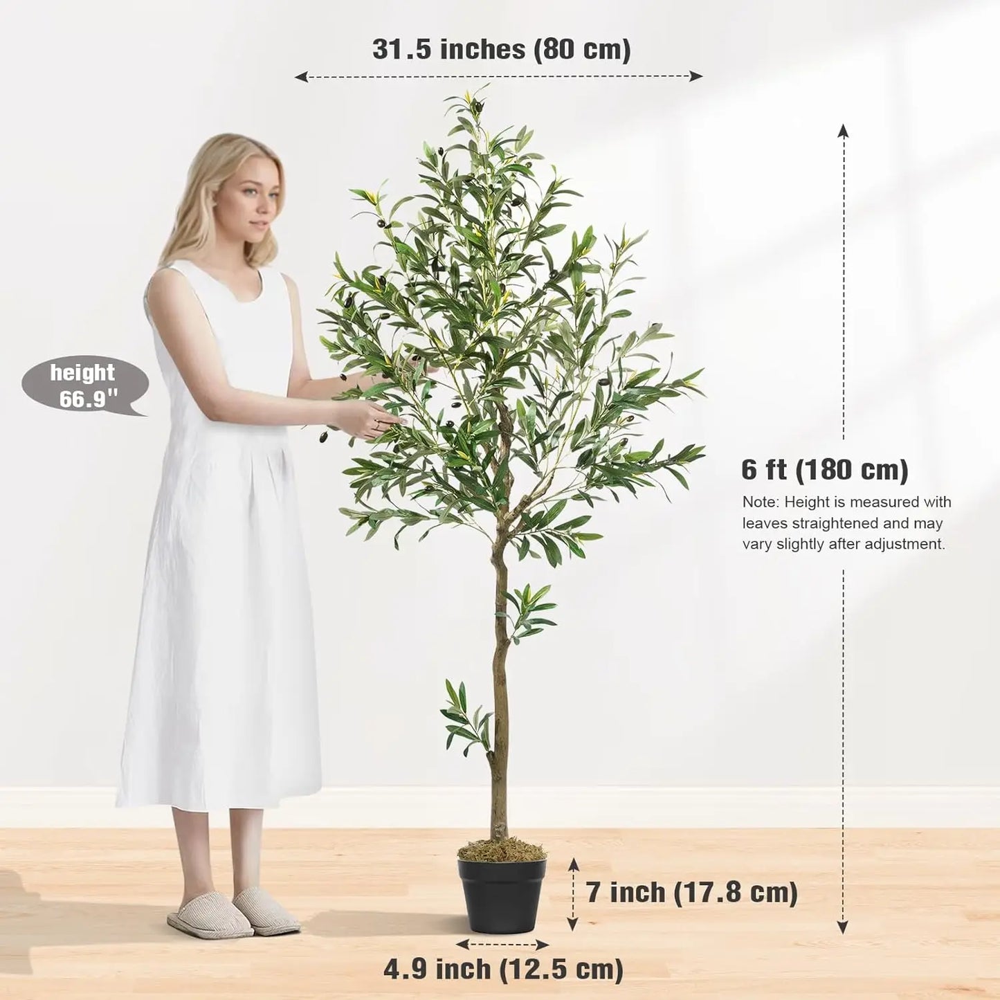 Olitree Artificial Olive Tree With Realistic Fruits And Wooden Trunk