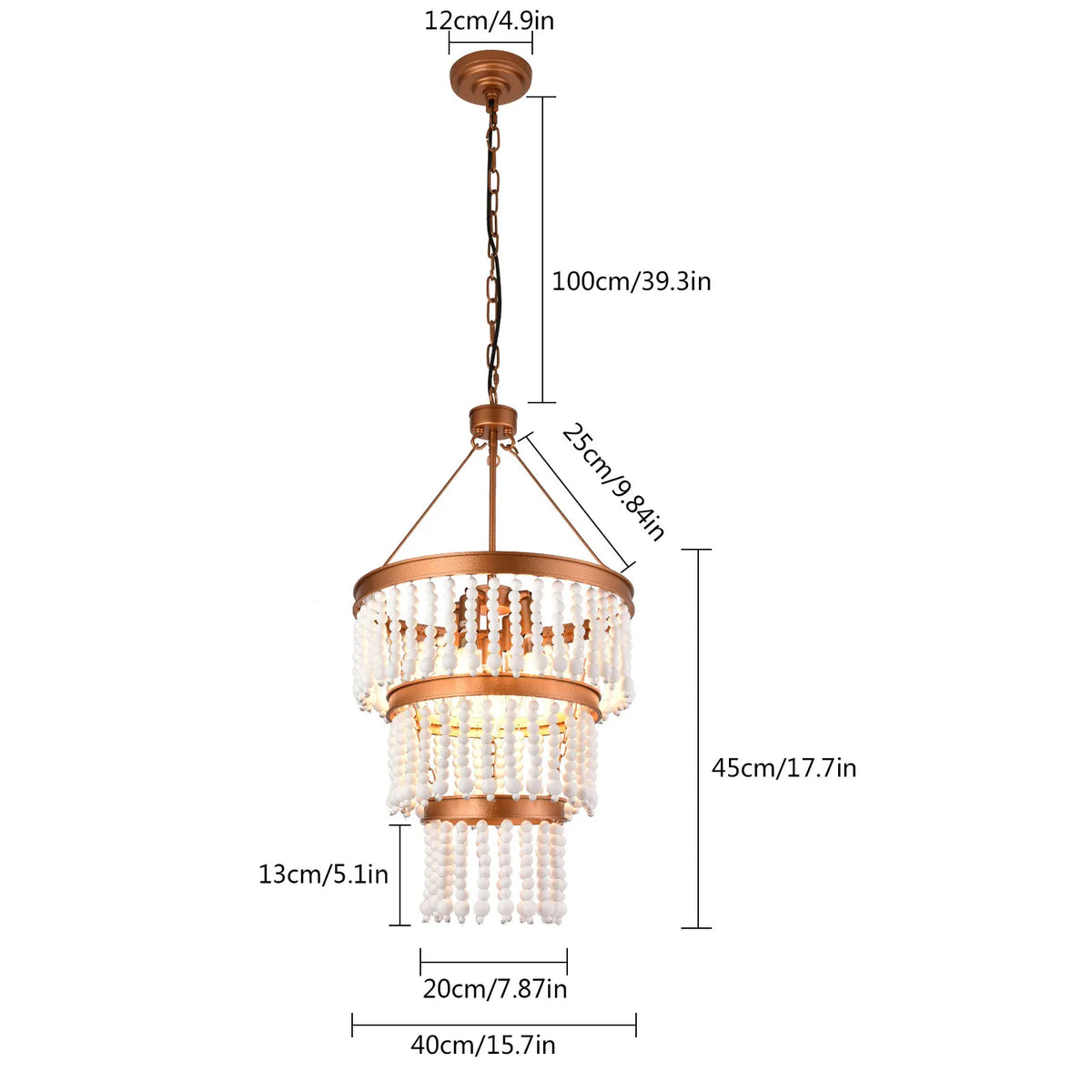 Elegant Adjustable Wood Bead Chandelier Five Light Ceiling Pendant