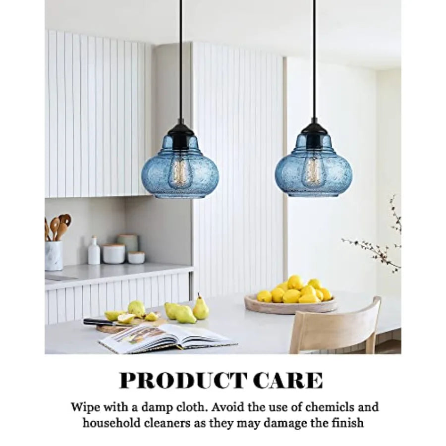 Modern Hand Blown Bubble Glass Pendant Lighting Set