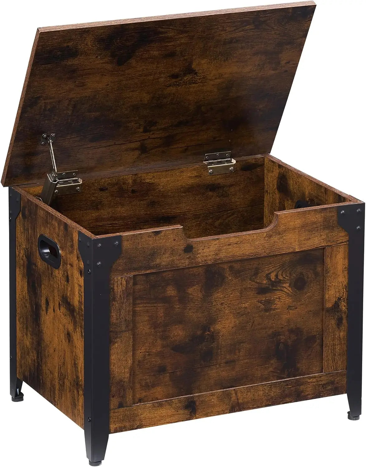 Garvee Wooden Storage Trunk With Metal Frame And Lift Top