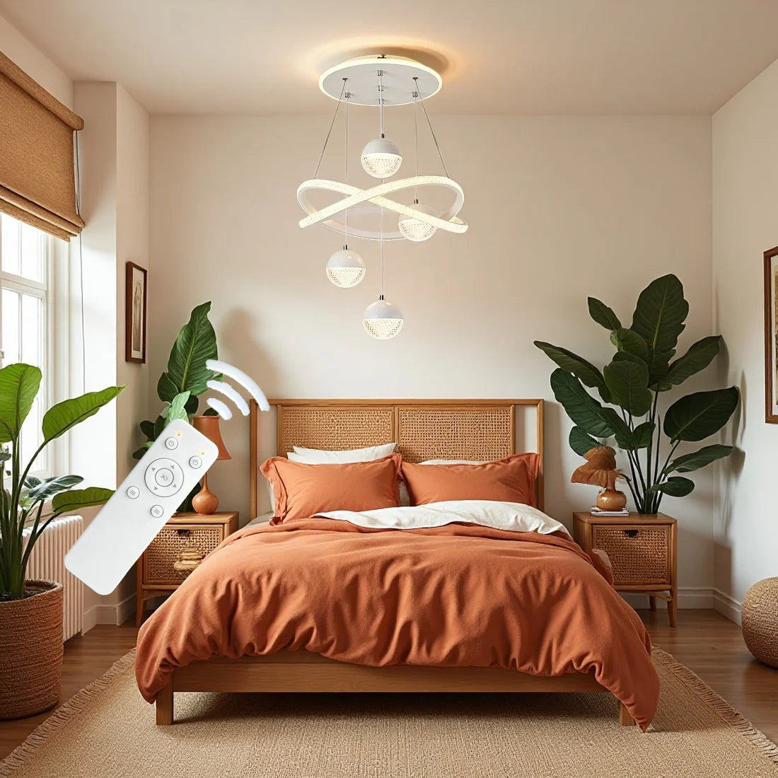 Four Sphere Led Pendant Light With Remote Control And Dimmable
