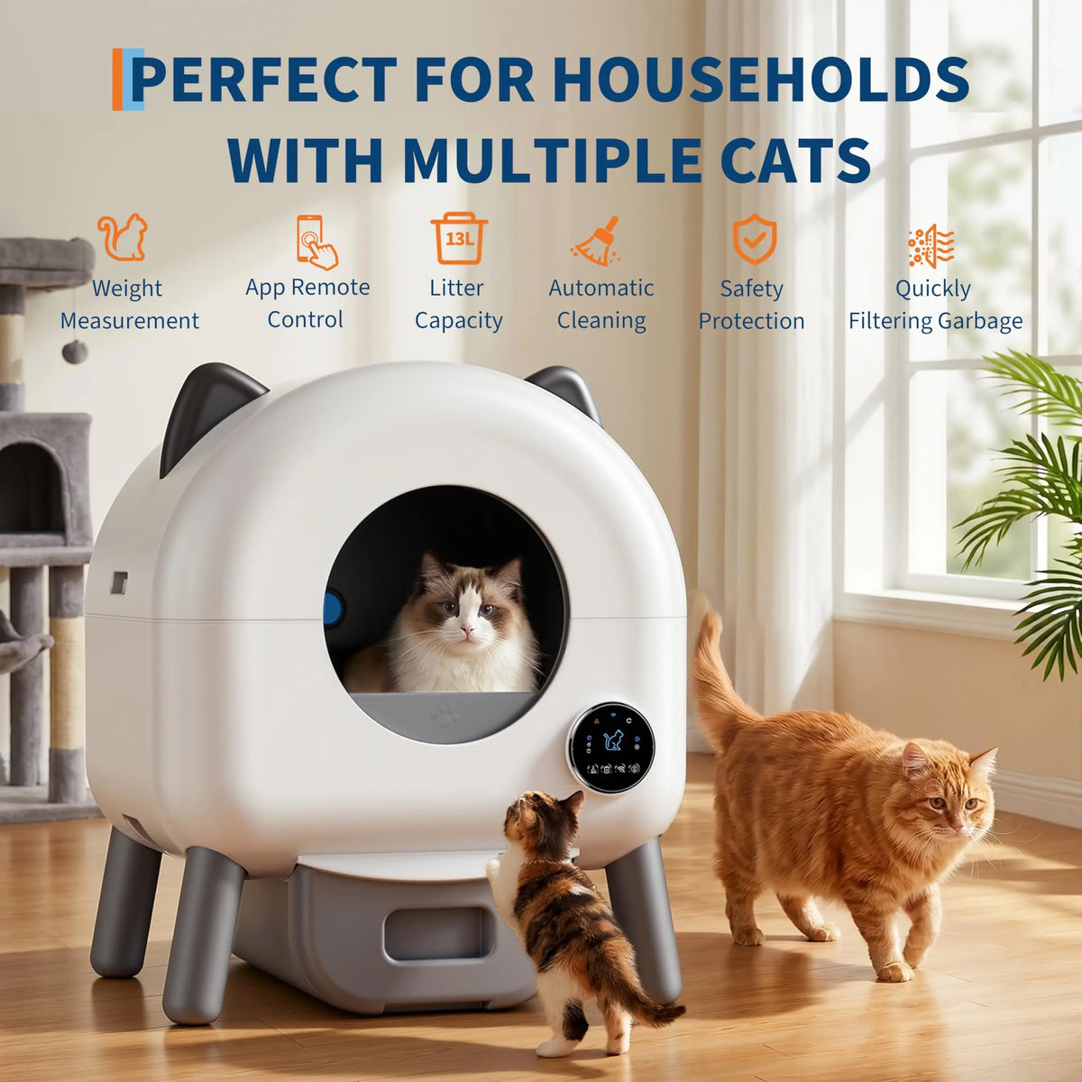 HiMISS Automatic Self Cleaning Cat Litter Box Smart App Control