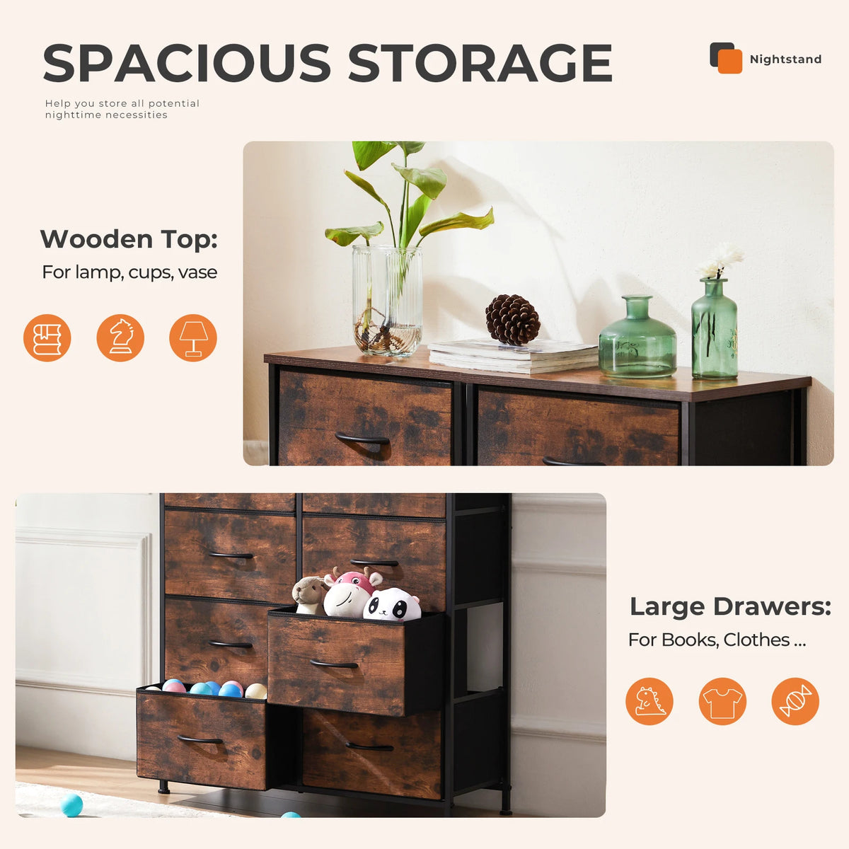 MCQ Eight Drawer Fabric Storage Cabinet For Living Room