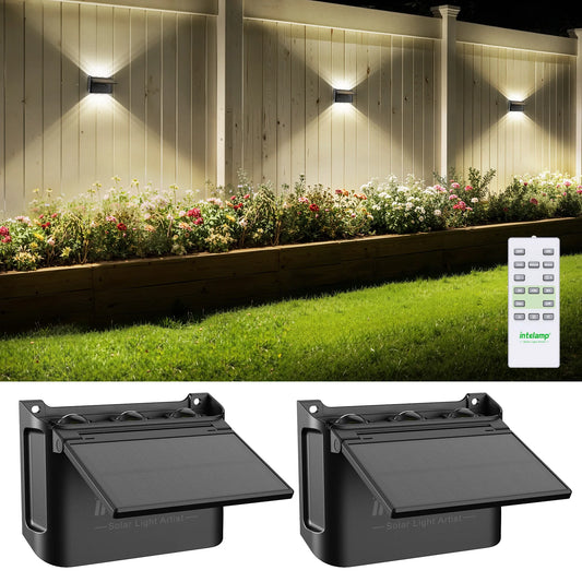 Intelamp Dimmable Solar Wall Lights With Remote Control For Outdoor