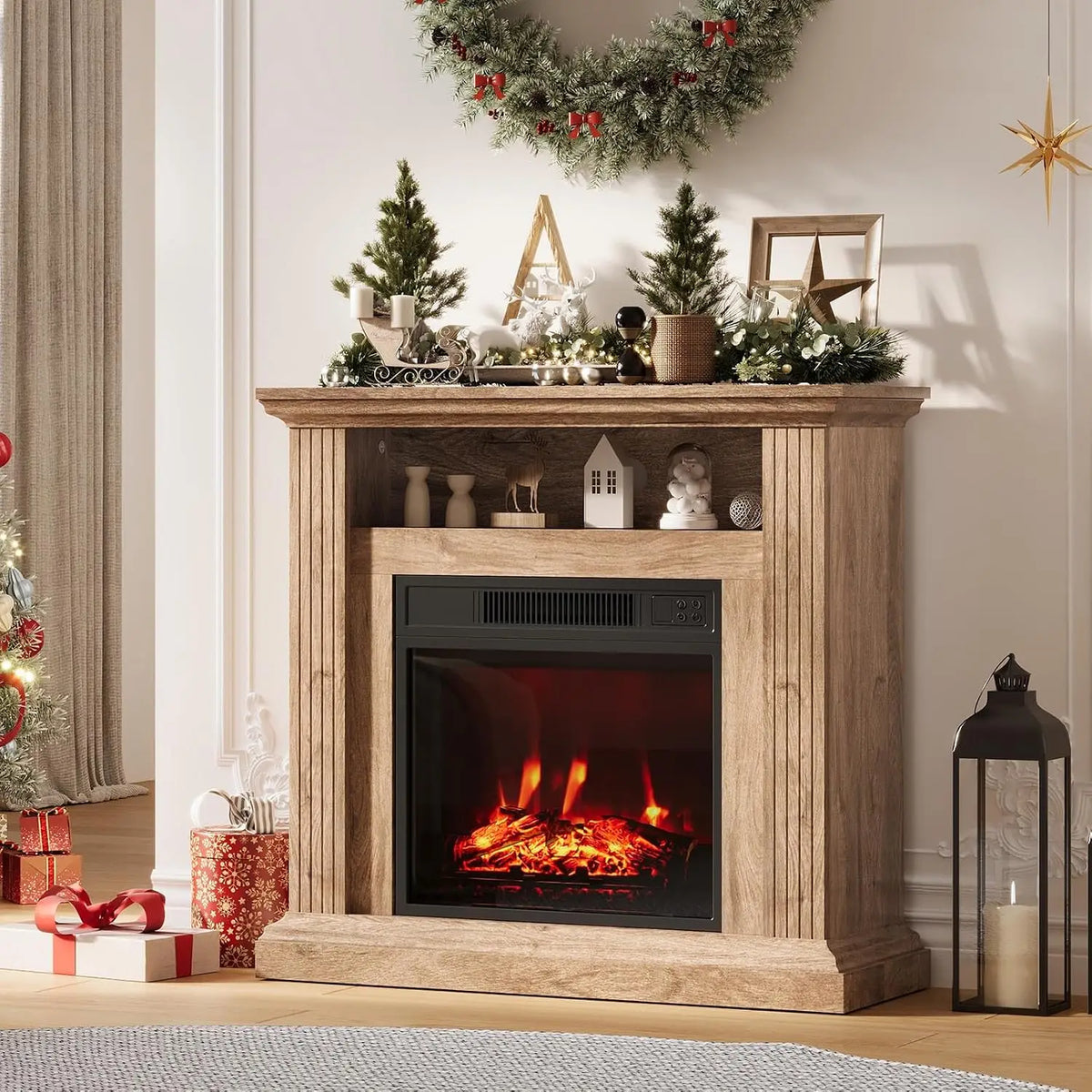 Freestanding Electric Fireplace TV Stand With Heater And Remote