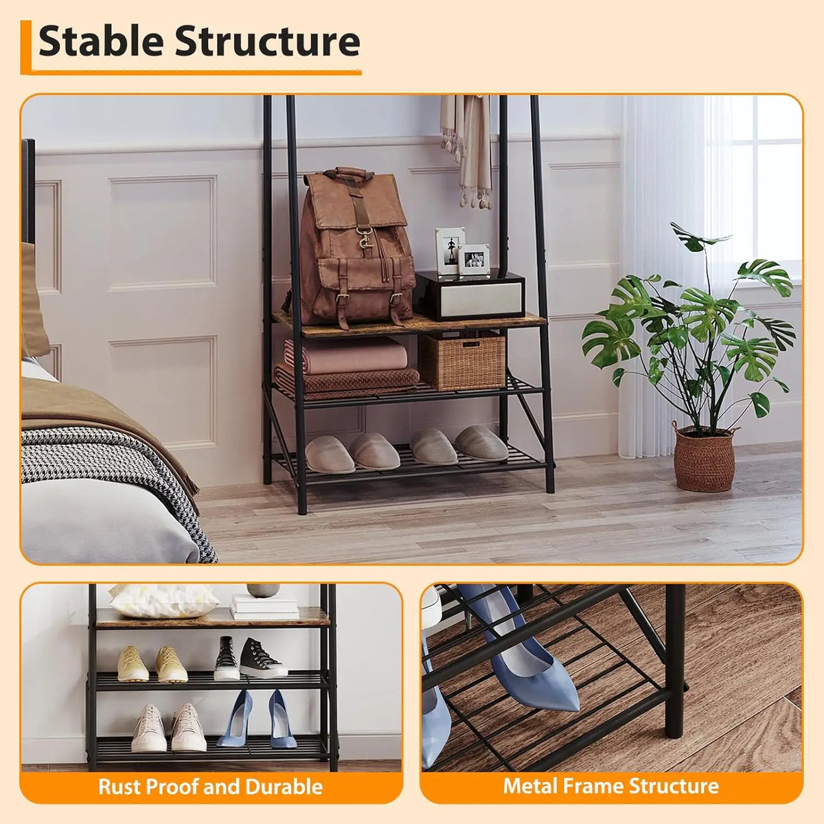 Twister CK Freestanding Entryway Coat Rack With Shoe Bench