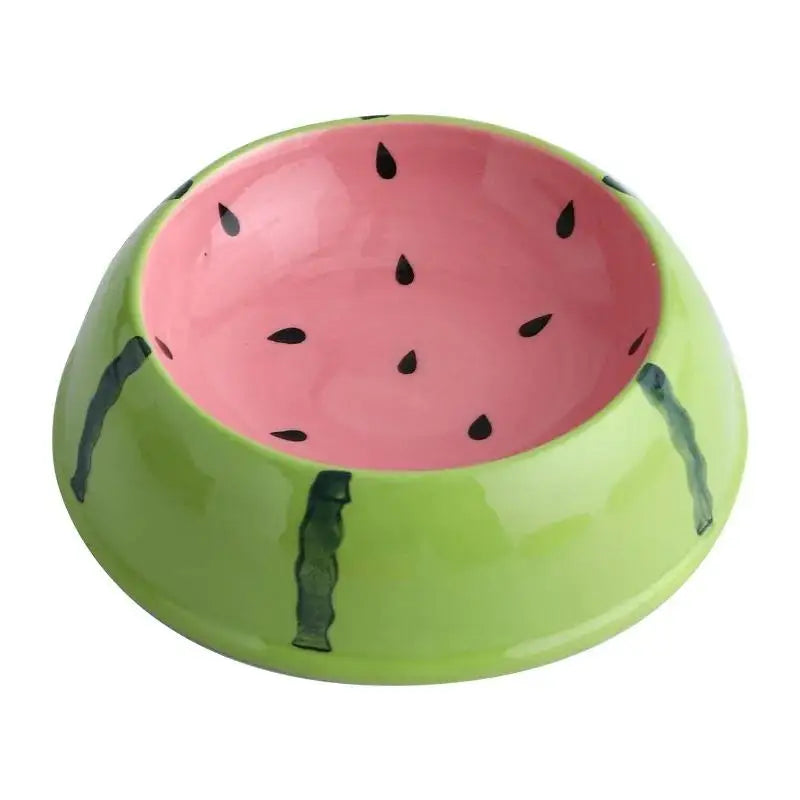 Ceramic Watermelon Shape Pet Bowl For Cats And Dogs