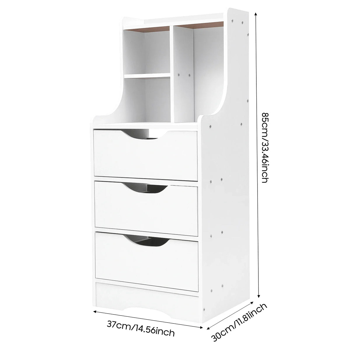 Modern Three Drawer Tall Nightstand for Bedroom or Study