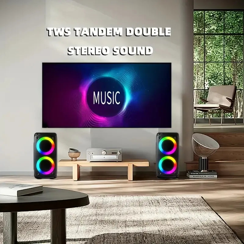 ZNLYRION Portable Bluetooth Karaoke Speaker With RGB Lighting TWS Stereo