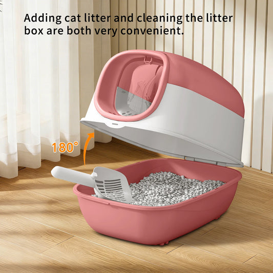 Switchable Open Semi Enclosed Cat Litter Box For Multi Cats