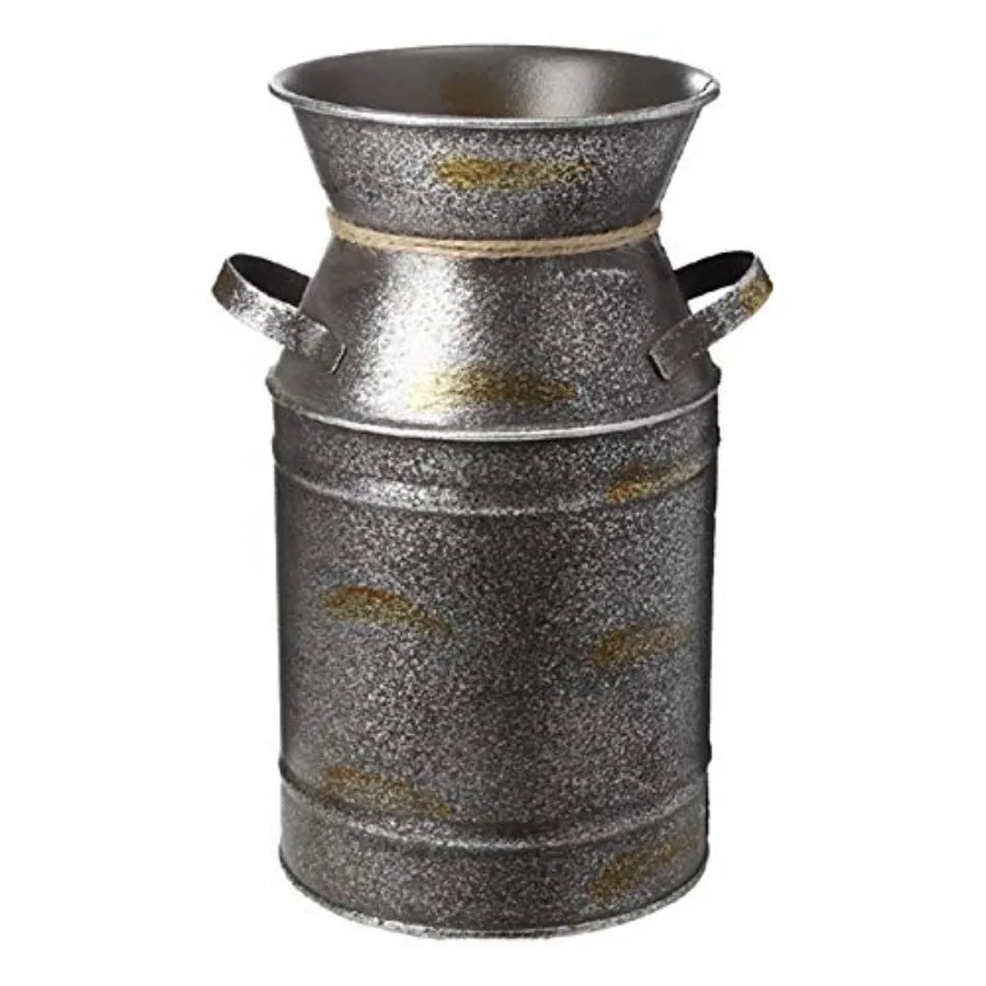 Rustic Ceramic Milk Can Vase With Rope Design Home Decoration
