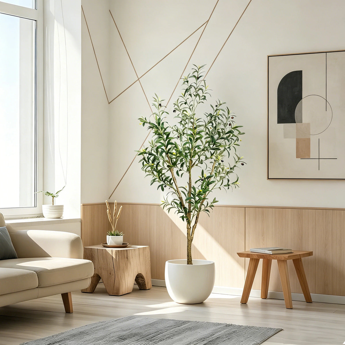 Olitree Artificial Olive Tree With Realistic Fruits And Wooden Trunk
