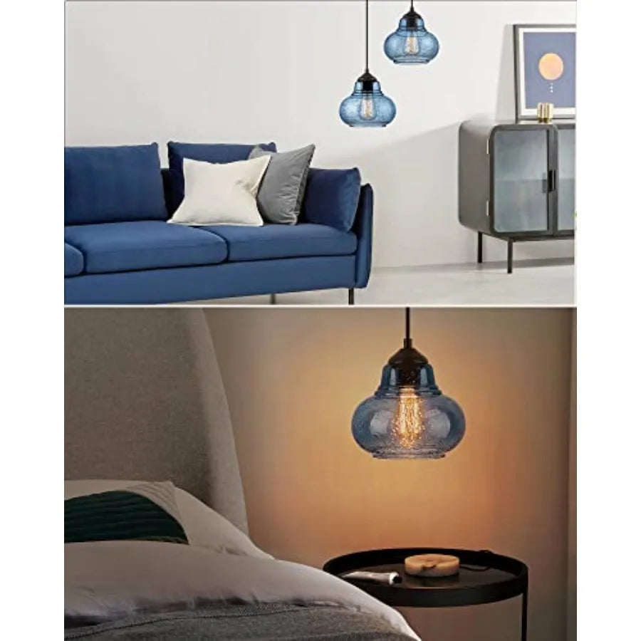 Modern Hand Blown Bubble Glass Pendant Lighting Set