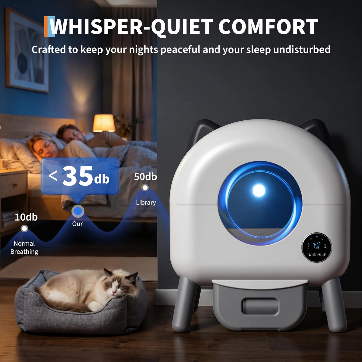 HiMISS Automatic Self Cleaning Cat Litter Box Smart App Control