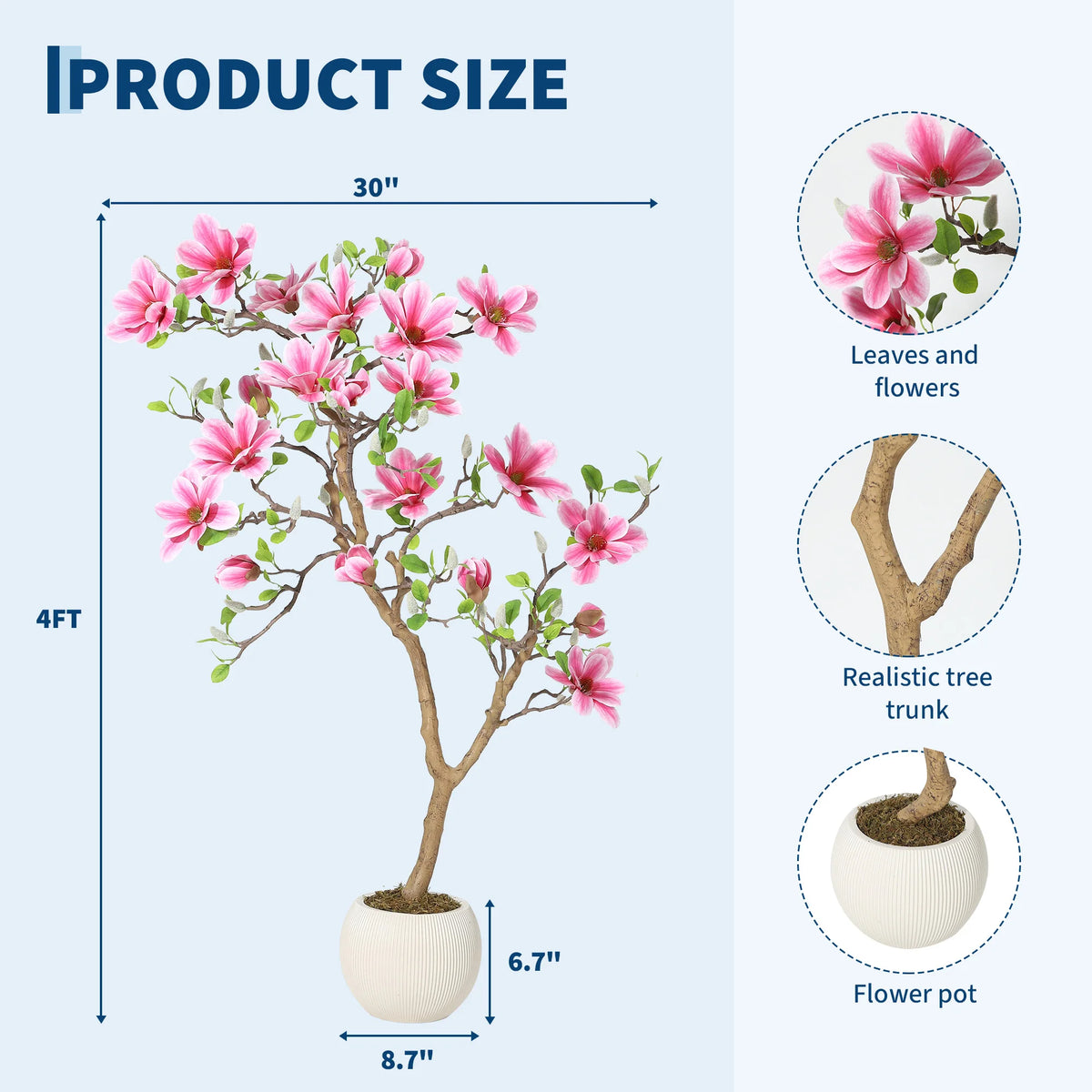 HiMISS Artificial Magnolia Tree For Indoor Home Decoration
