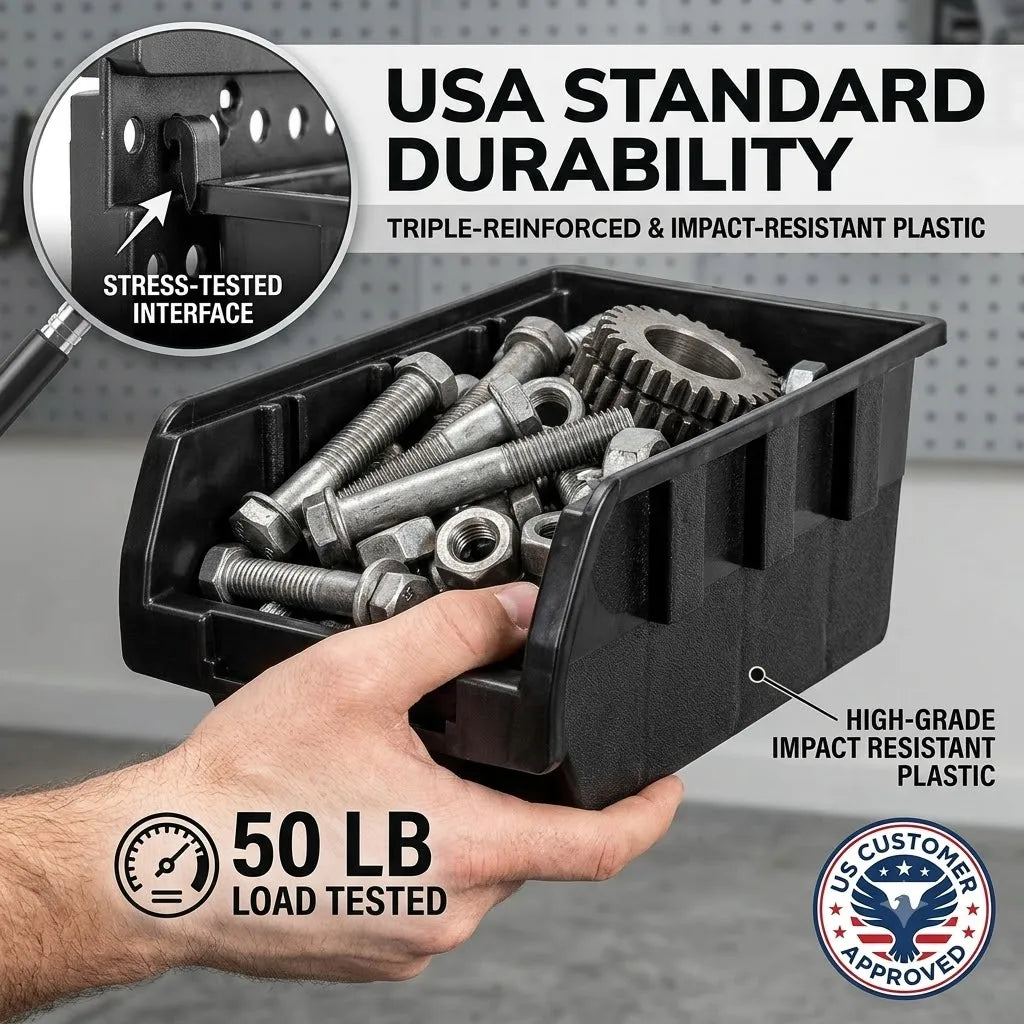 Wall Mounted Plastic Storage Bins Garage Hardware Tool Rack Organizer