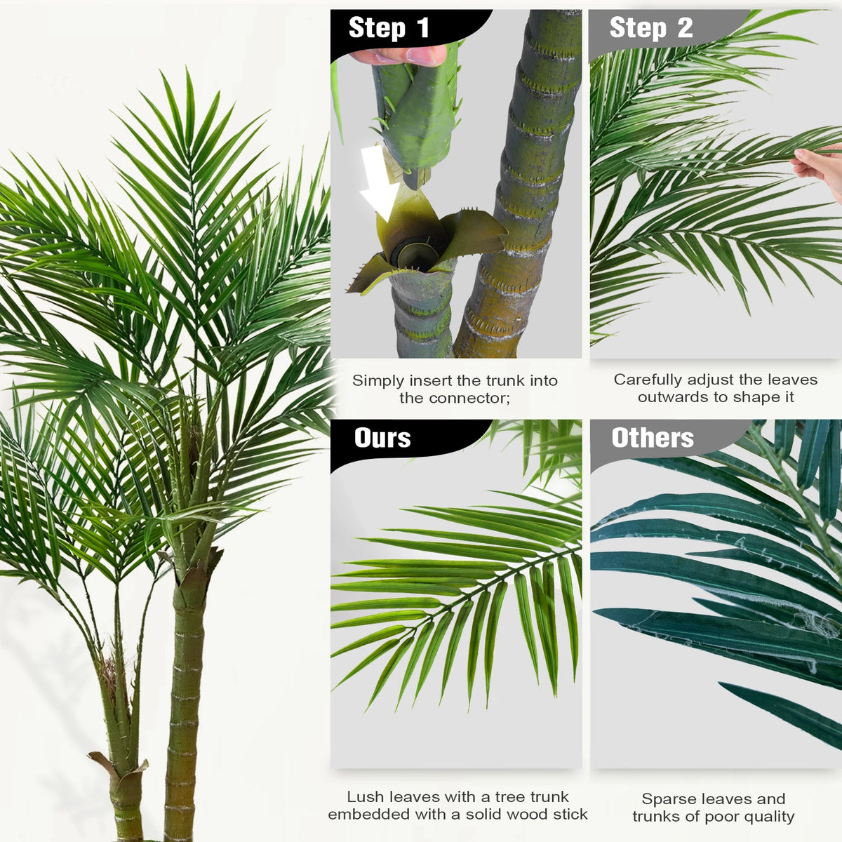 Olitree Artificial Areca Palm Tree with Planter for Home Decor