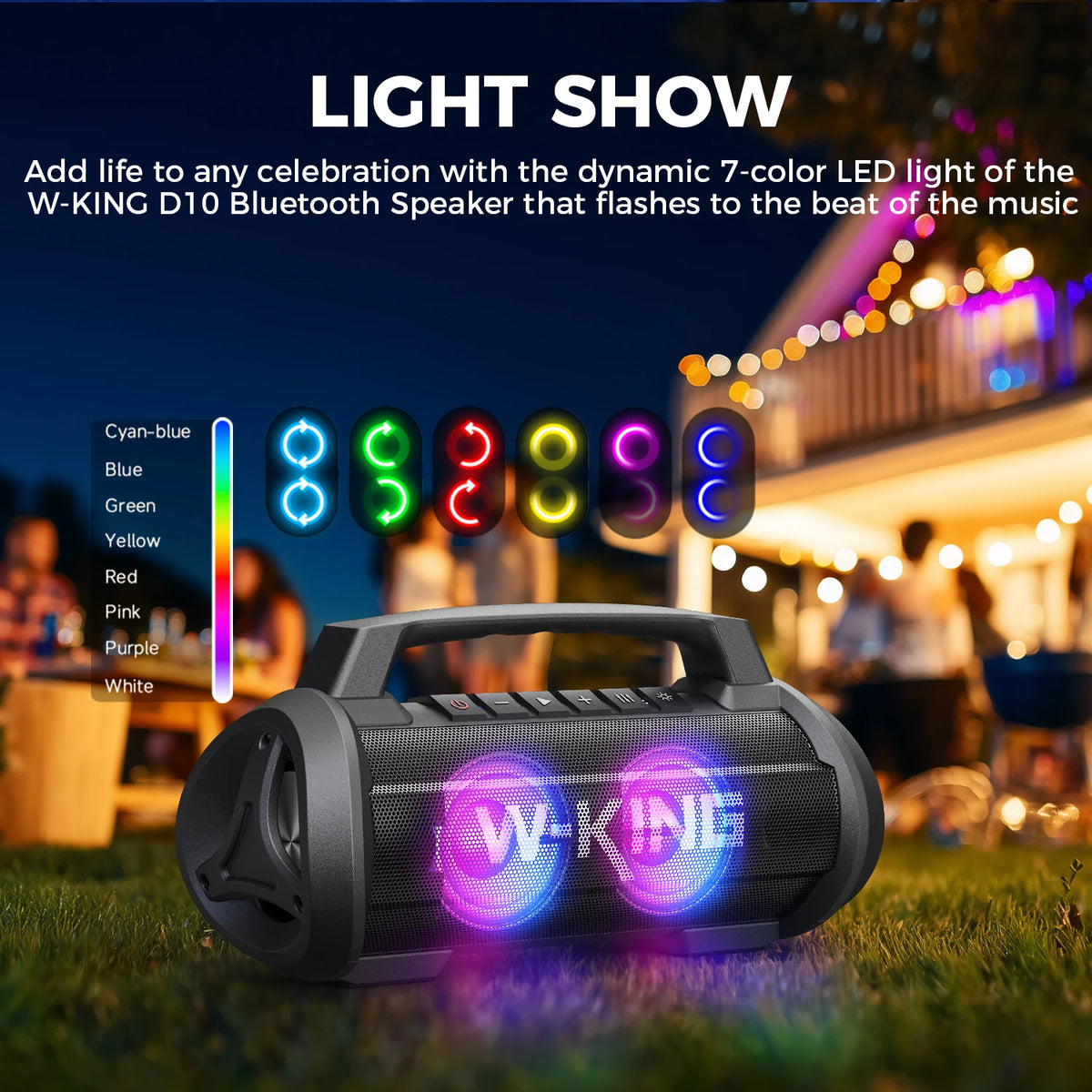 W-King 70W Portable Bluetooth Speaker With Subwoofer And IPX6 Waterproof