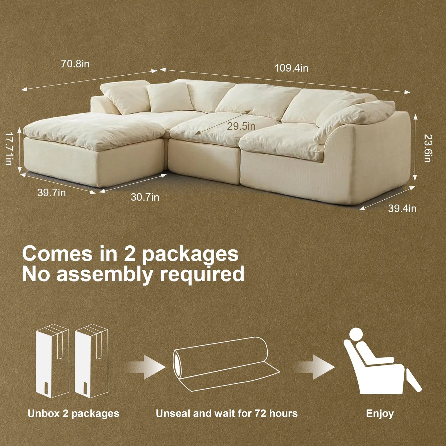 Yeflixvrau Contemporary L Shaped Modular Sectional Sofa
