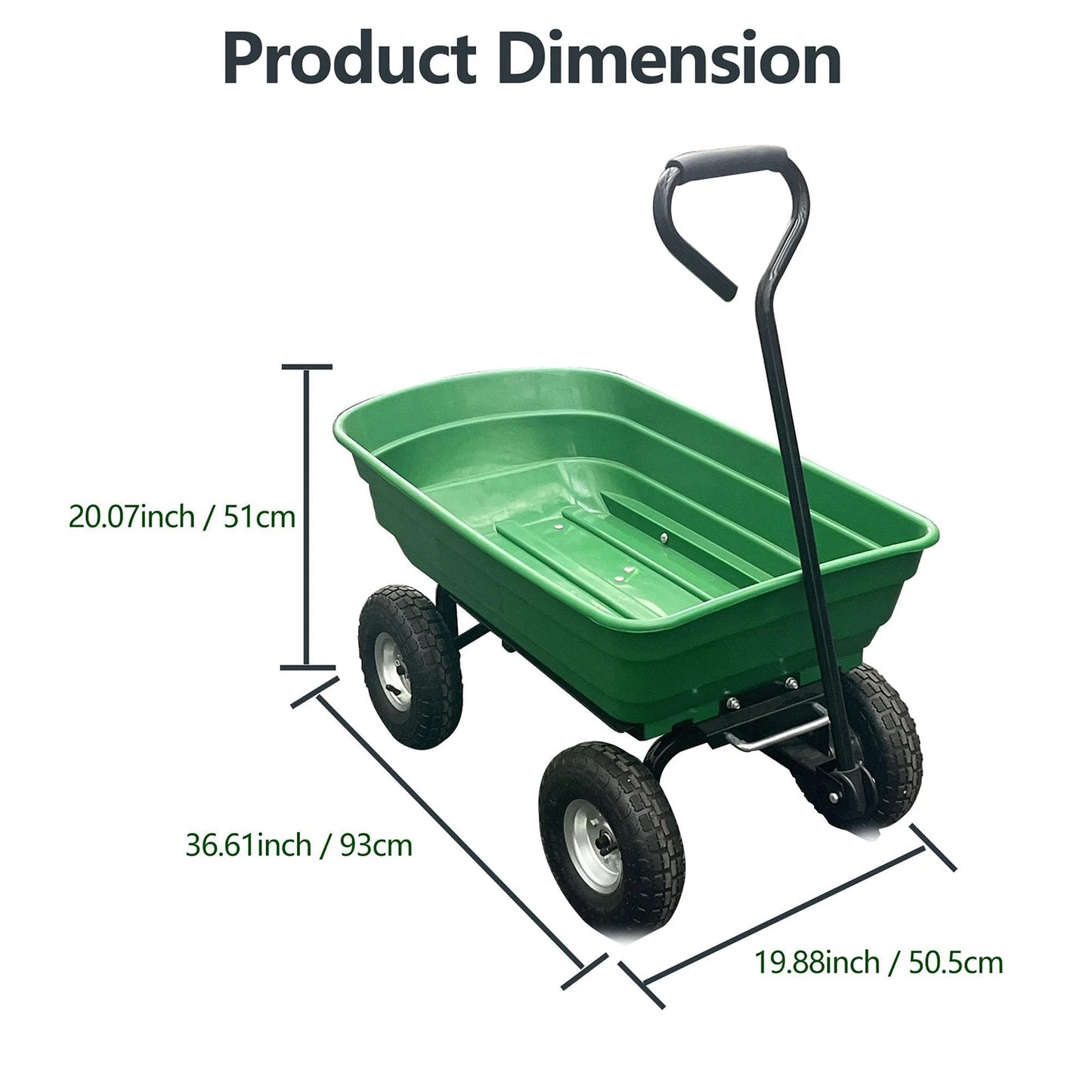 HiMiss Heavy Duty Four Wheel Utility Garden Dump Cart