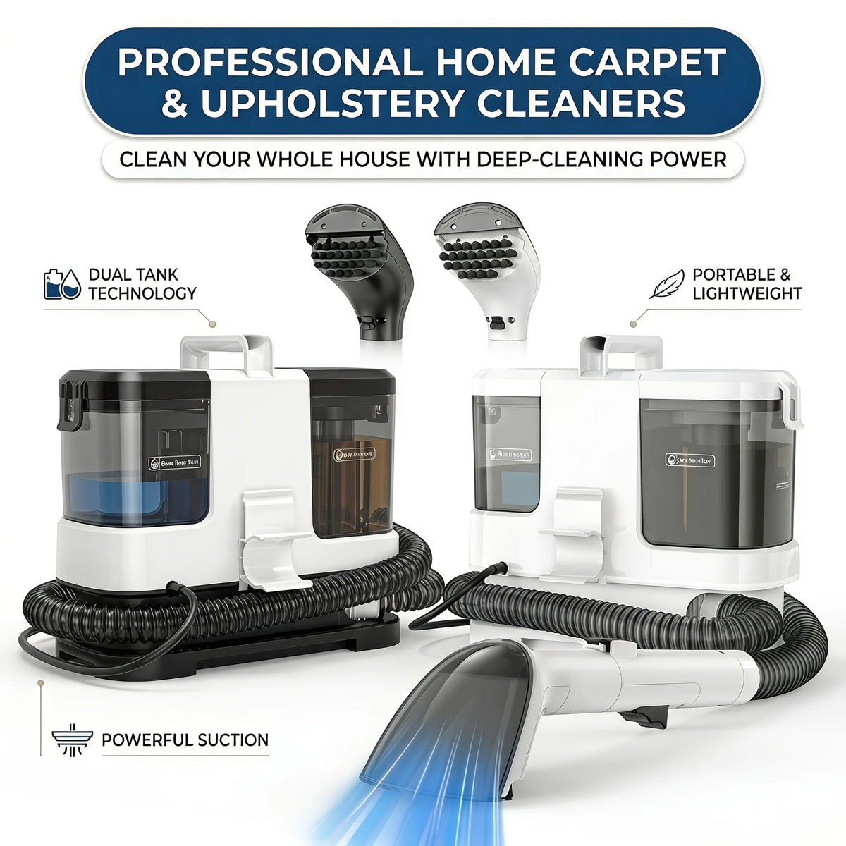 Lubluelu V2 Portable 3-in-1 Carpet Upholstery Vacuum Cleaner HEPA Filter