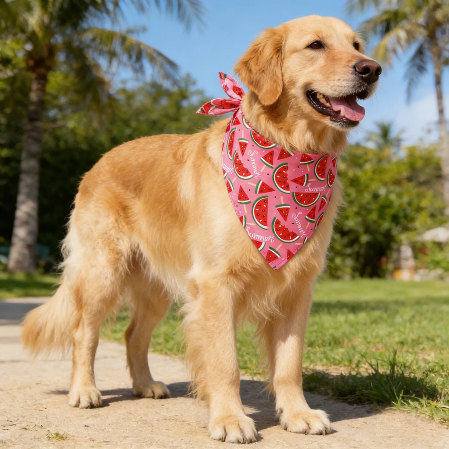Adjustable Soft Washable Dog Bandana With Fruit Floral Design