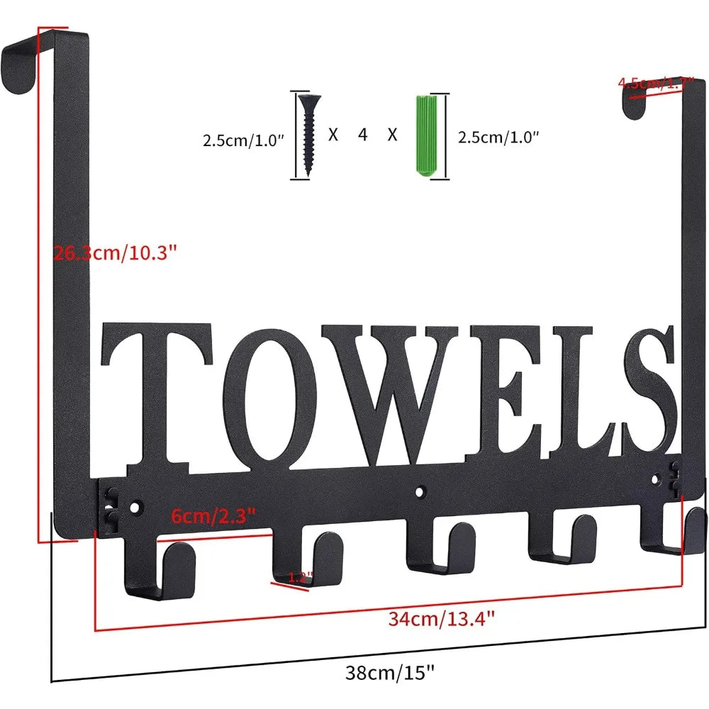 NBVCX Over The Door Towel Hooks With Five Metal Arms