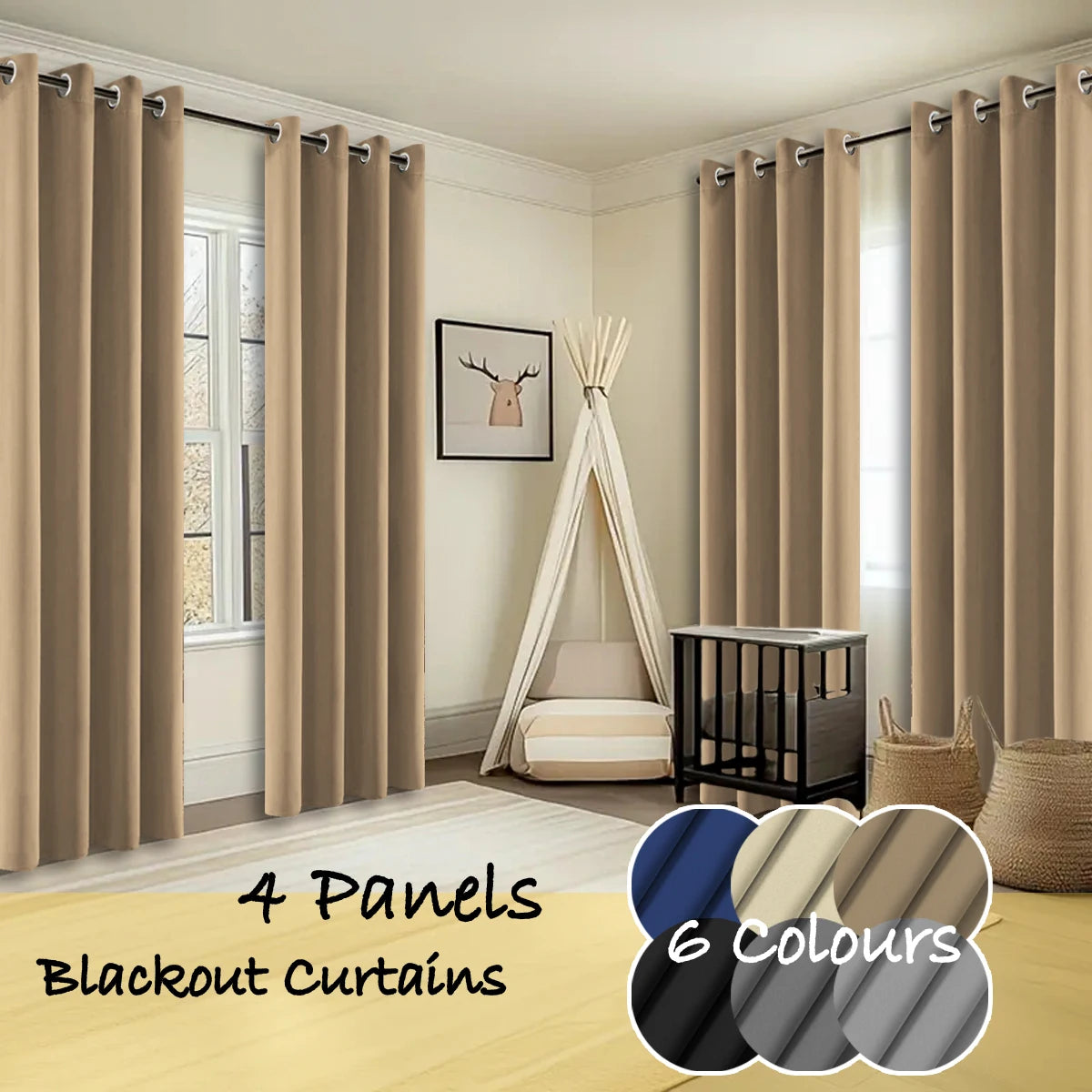 Thermal Insulated Blackout Curtains With Ring Top Panels