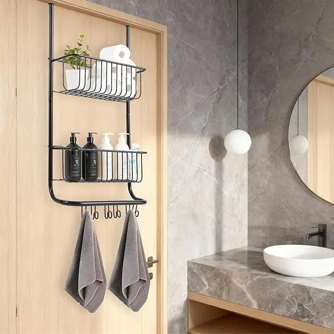 HiMISS Over The Door Metal Storage Rack With 6 Hooks