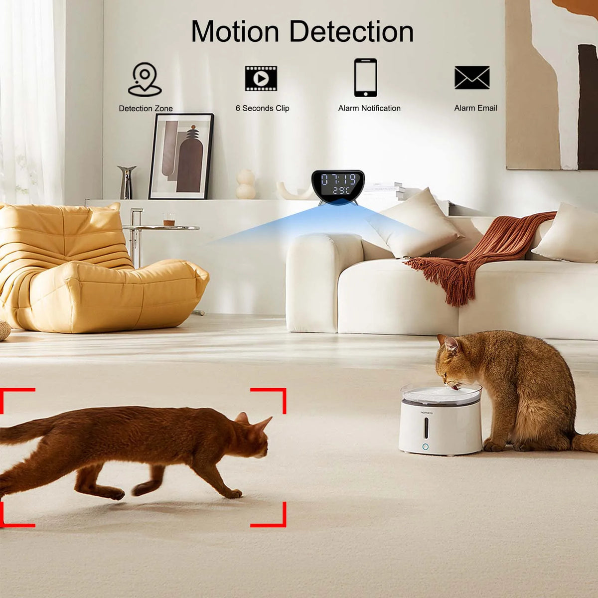 Ouvis 4K WiFi Clock Camera Wireless Charging And Motion Detection