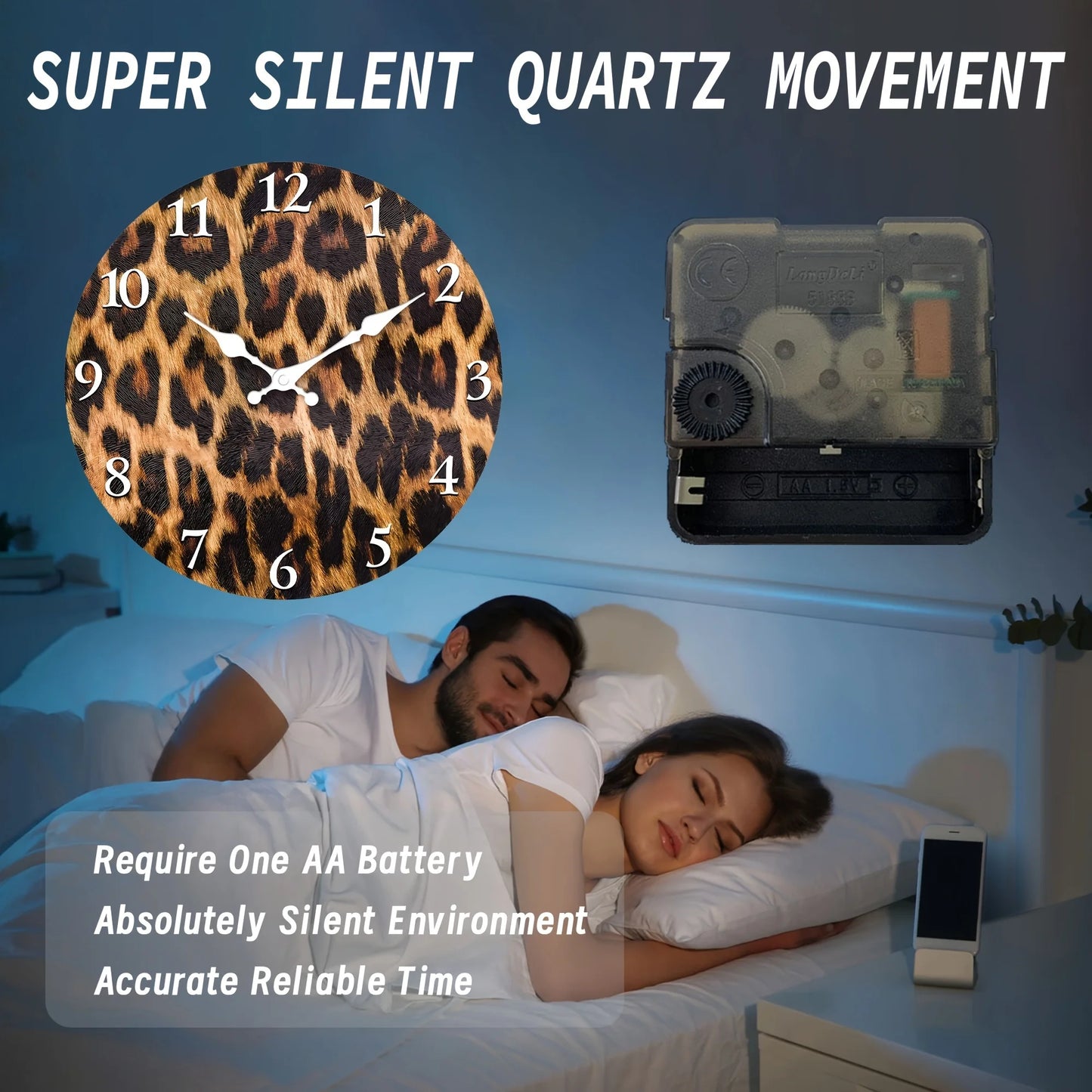 Elegant Leopard Print Silent Wall Clock For Home Decor
