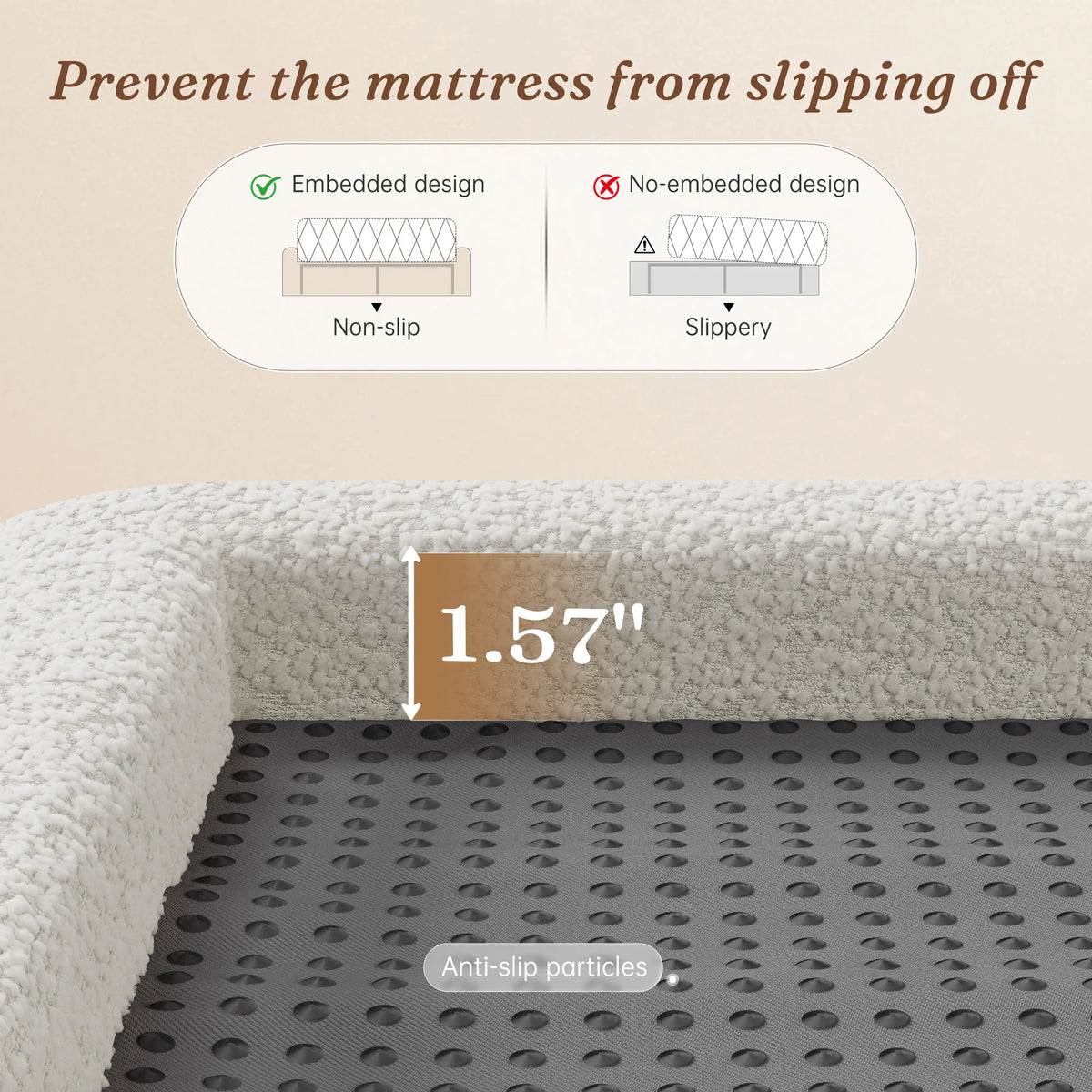 EnHomee Upholstered Cloud Bed Frame With Thick Padded Headboard
