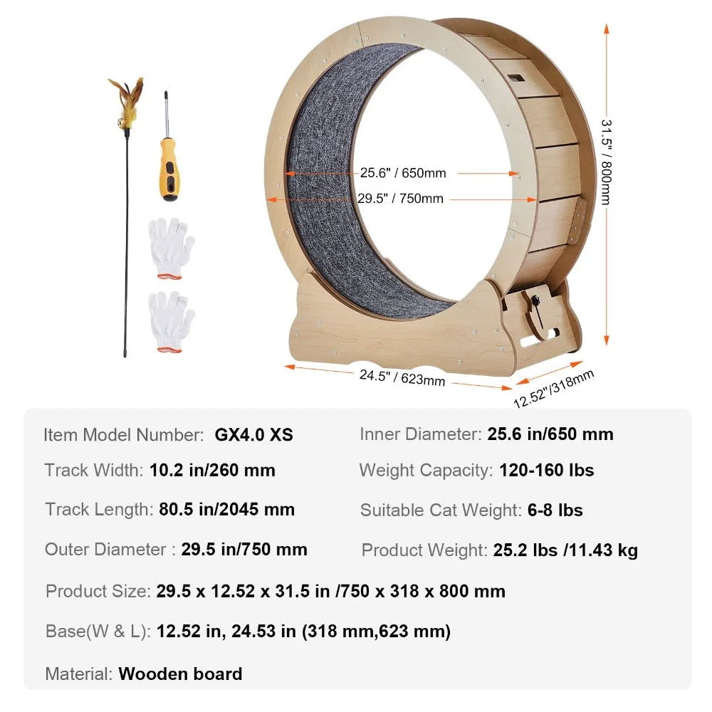 Silent Wooden Cat Exercise Wheel For Indoor Running Fitness