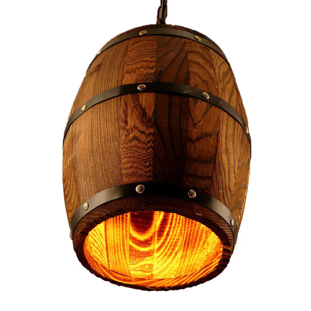 Vintage Wine Barrel Wooden Rustic Ceiling Pendant Lamp