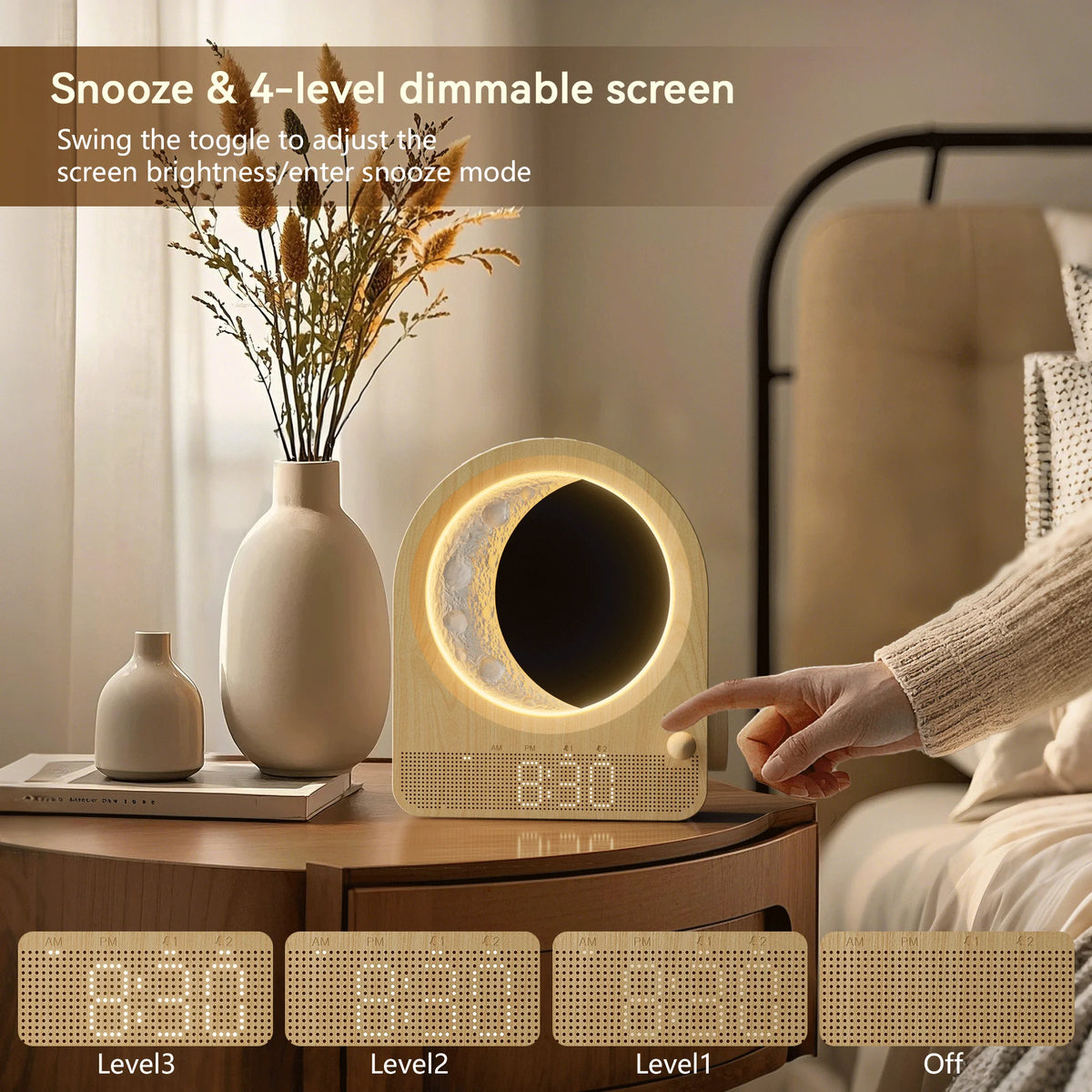 Blonbar Sunrise Alarm Clock With Dimmable Moon Lamp Natural Sound Timer