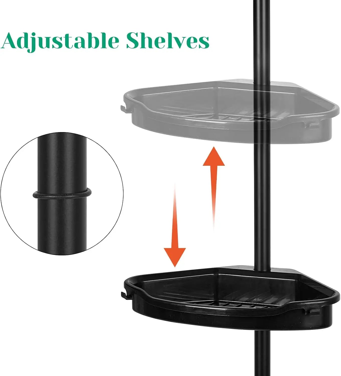 Four Tier Corner Shower Caddy With Tension Pole Rack