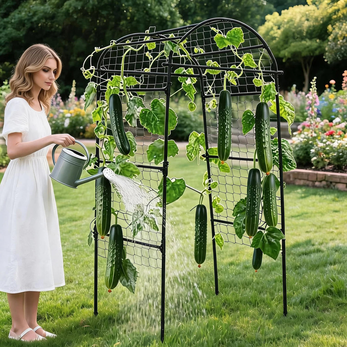 HiMISS Heavy Duty Garden Arch Trellis For Raised Bed Vines