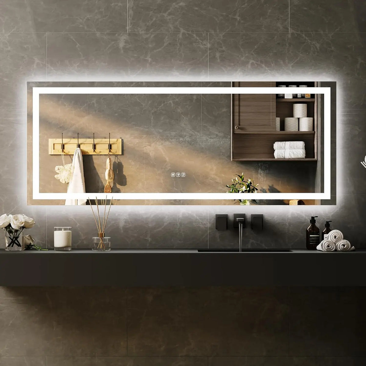 Twister.Ck Led Bathroom Mirror With Anti Fog And Dimmable Light
