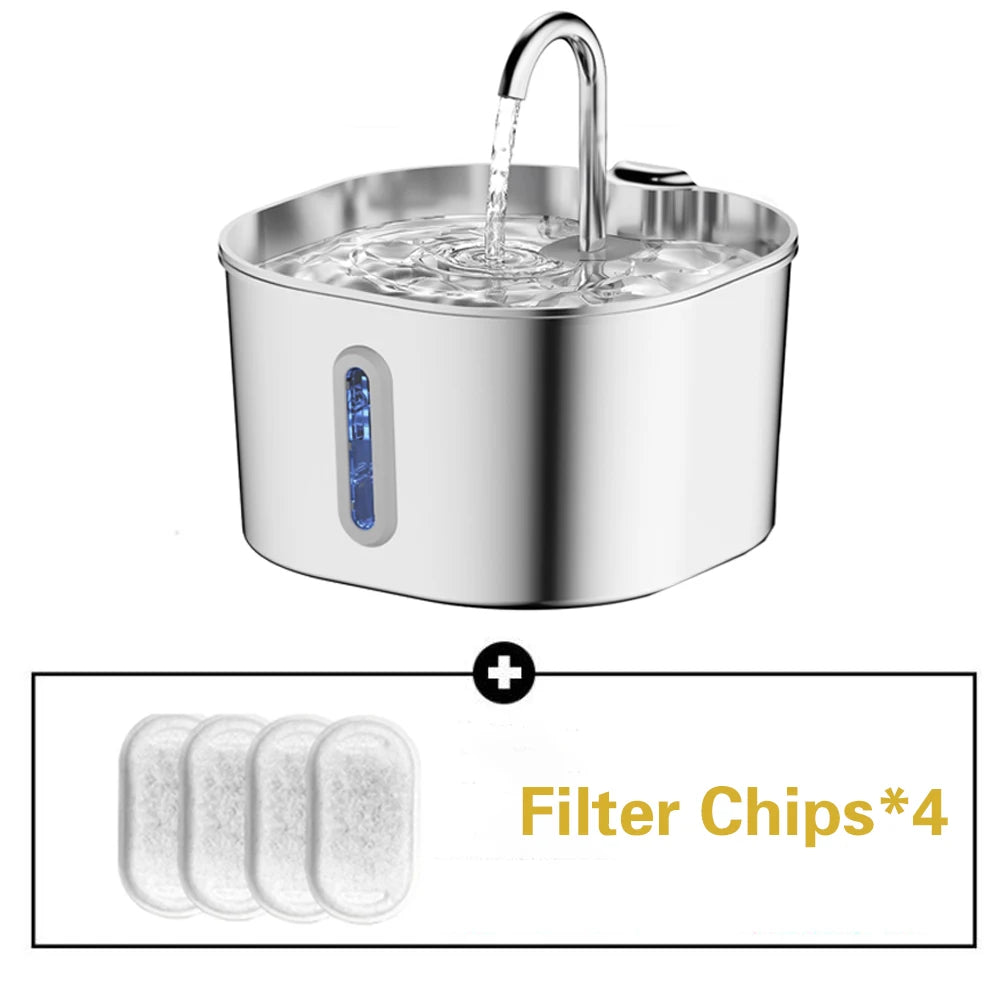 Stainless Steel Silent Pet Water Fountain For Cats And Dogs