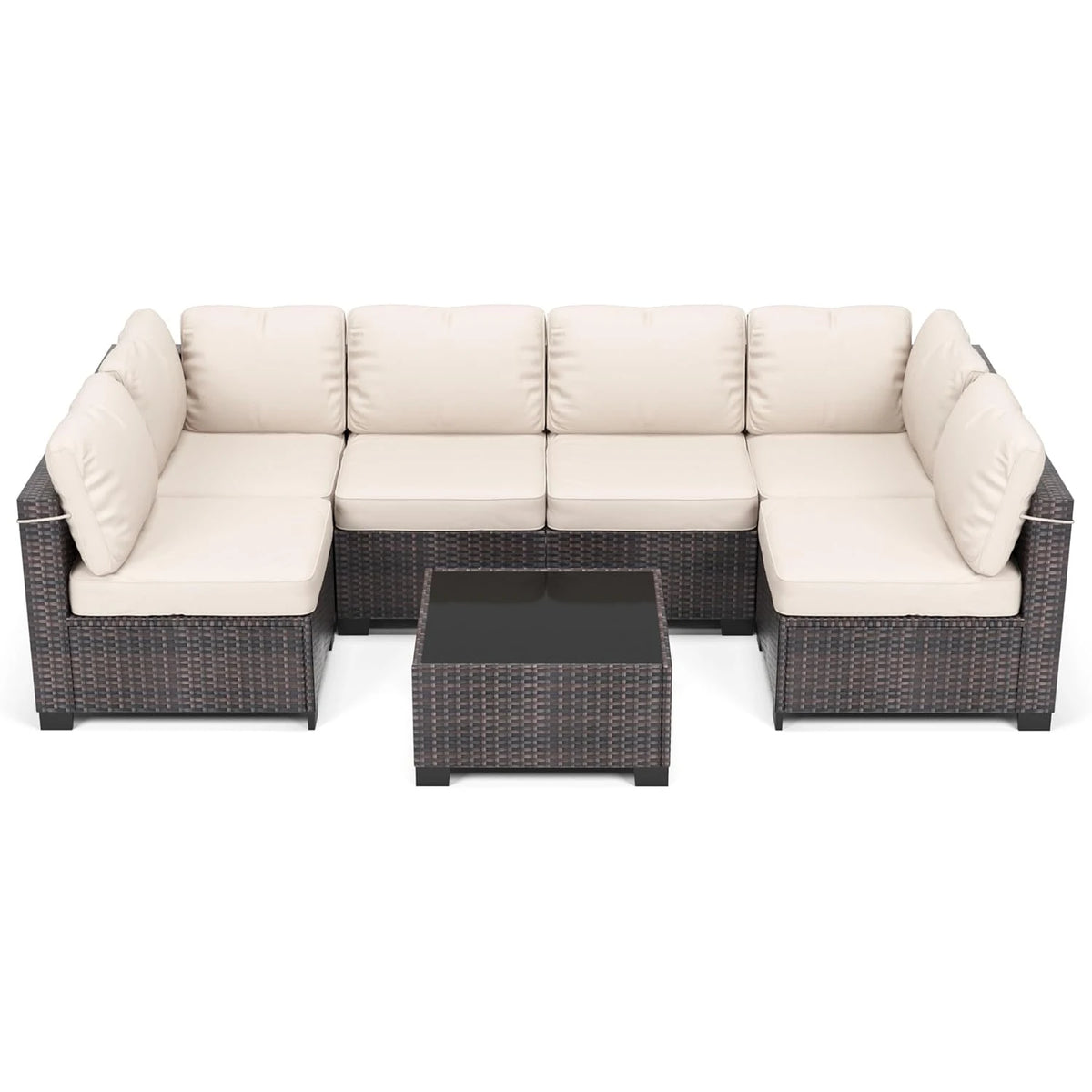HobbyLane 7-Piece Modular Outdoor PE Rattan Sectional Sofa Set