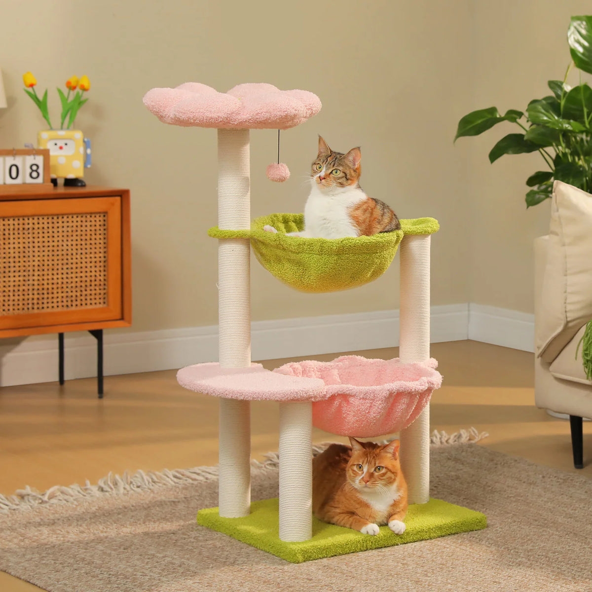 PAWZ Road Flower Cat Tree Featuring Sisal Posts And Hammocks