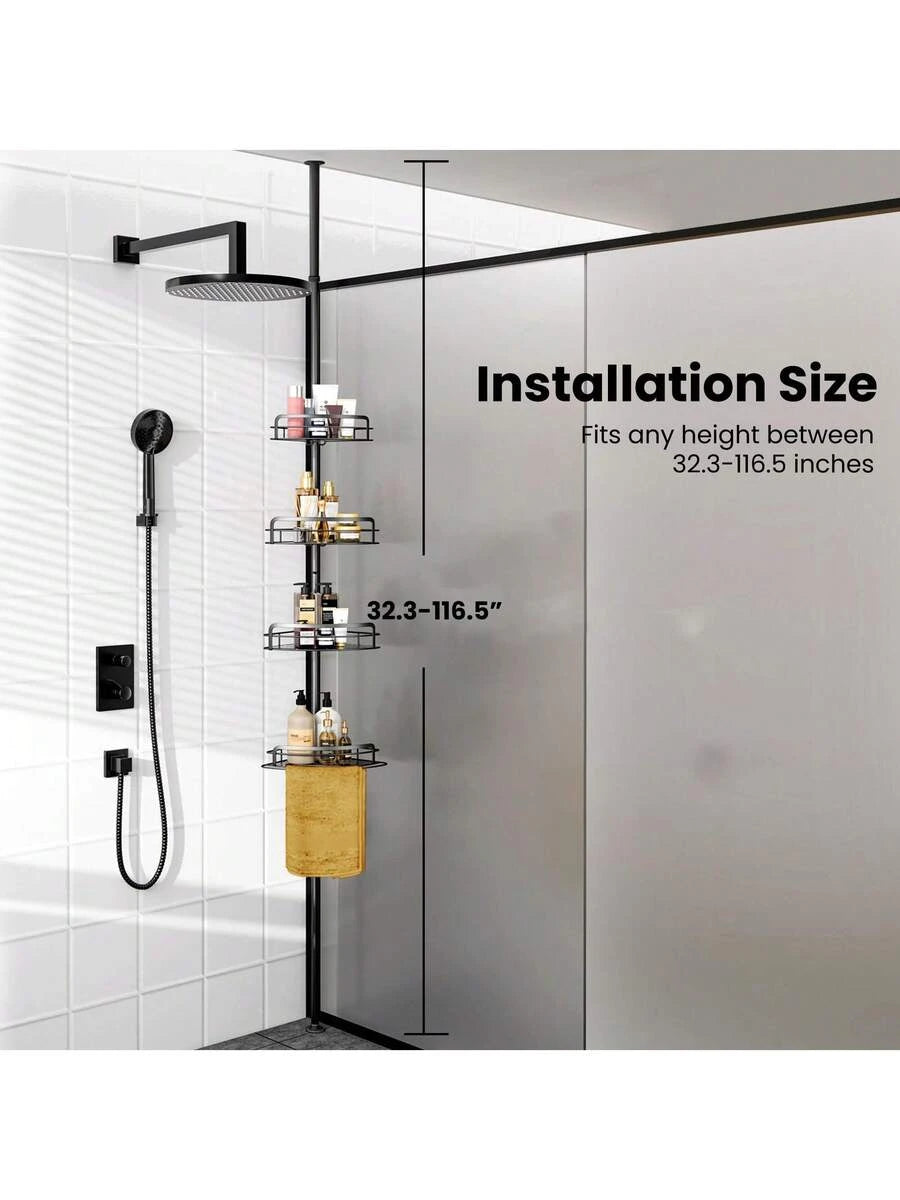 Four Tier Corner Shower Shelf Adjustable No Drill Bathroom Caddy